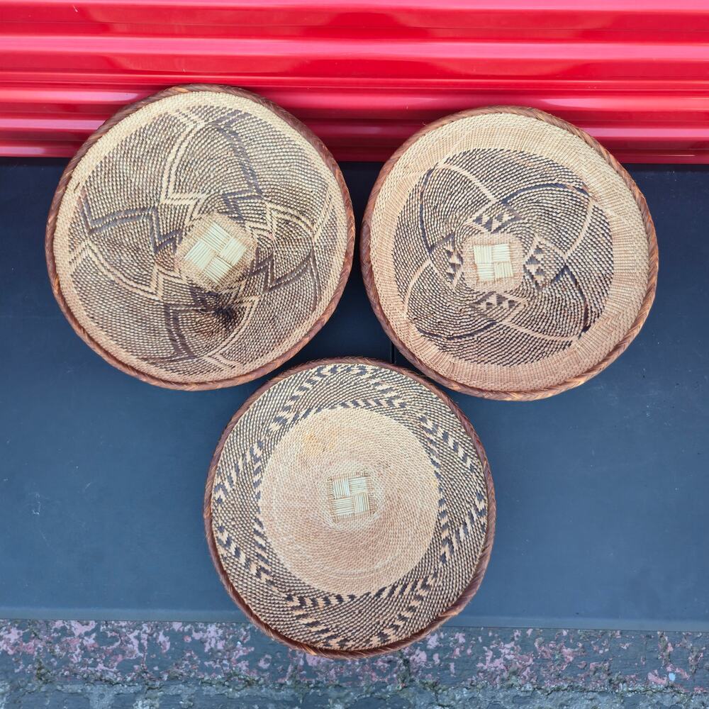 Set Of 3 Tonga Binga Baskets Wall Art Deco Baskets 13 14 15 INCH Africa art Deco